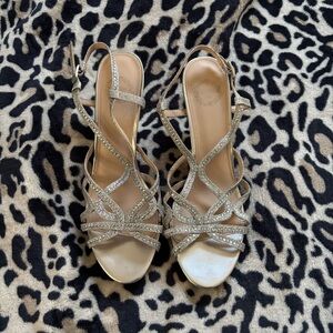 Shimmering Silver Strappy Heels